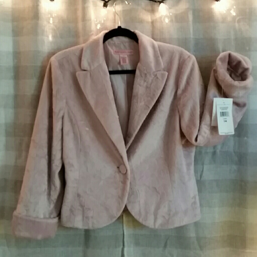 NWT Bandolino Pink Blush Faux Fur Blazer